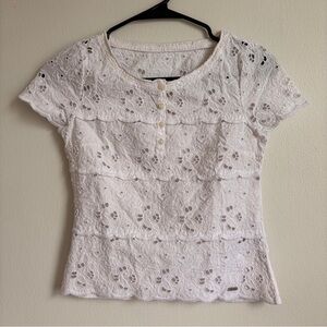 Abercrombie & Fitch White Lace Blouse Girls size M